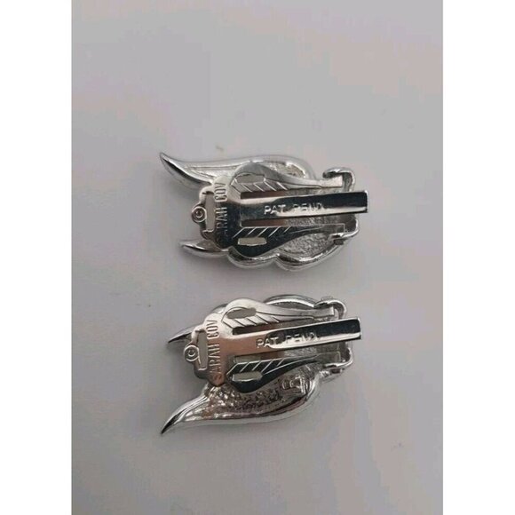 VTG Sarah Coventry Silver Rhinestone Angel Wings Clip On Earrings Free Shipping - Picture 3 of 9